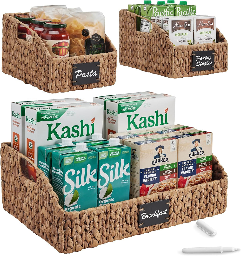 Best Choice Products Water Hyacinth Pantry Storage Baskets, Wicker Baskets w/...