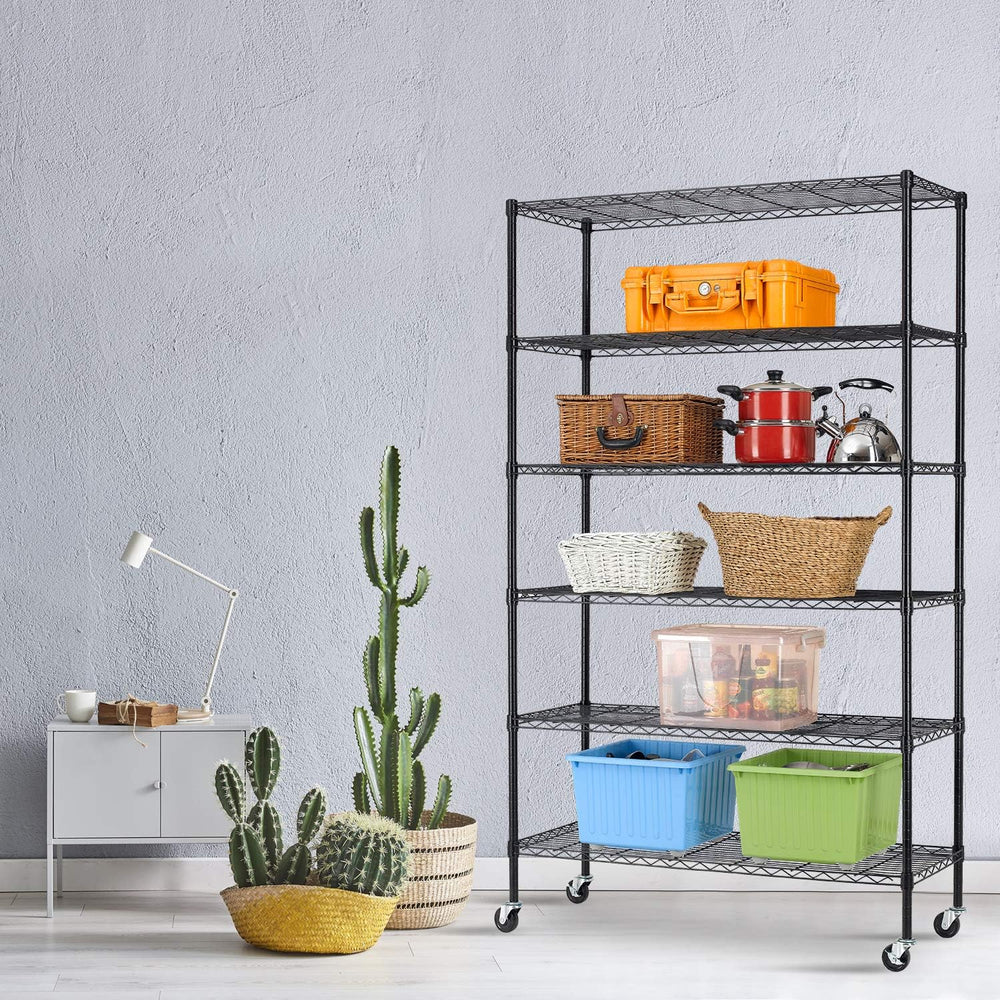 HCY 6-Tier Storage Shelf Heavy Duty Shelving Unit NSF Height Adjustable Metal...
