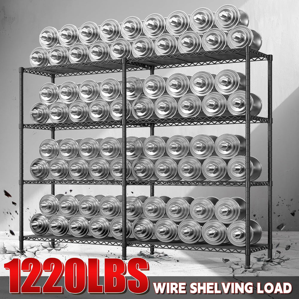 REIBII 61.7''W Storage Shelves Load 1220LBS Wire Shelving Unit 4 Tier...