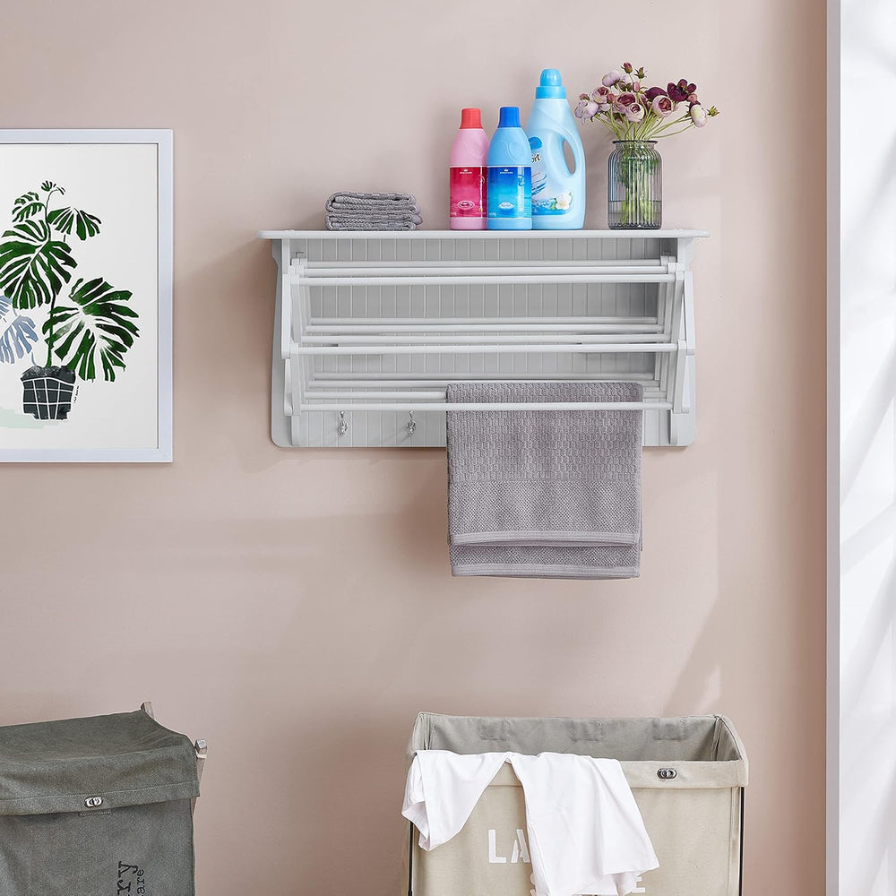 Danya B Accordion Clothes Drying Rack, Retractable, Wall Mounted Towel Rack a...