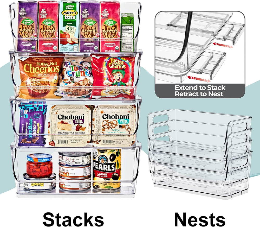 Sorbus Clear Pantry Organizer with Stackable Storage Bins, Open Front