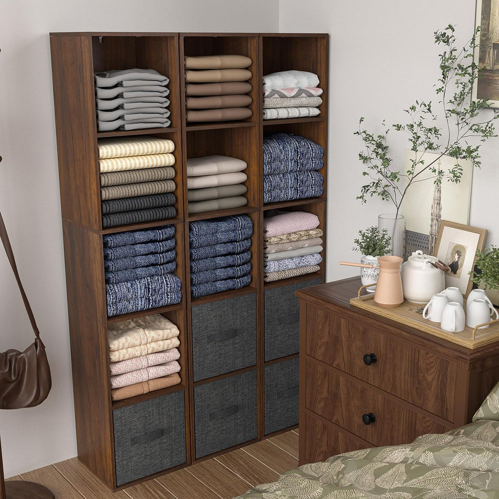 5 Cube Storage Organizer, Narrow Open Shelf Bookcase, Freestanding 5 Tier Low...