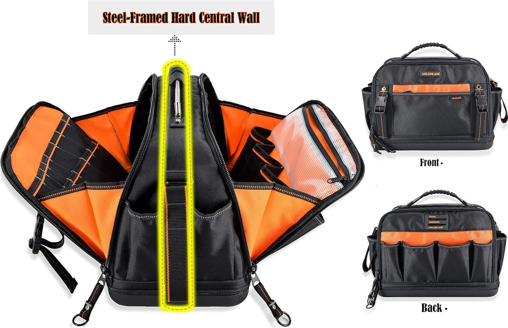 WELKINLAND 42-Pocket Tool Organizer, 16- Inch Hard Bottom Tool Bag