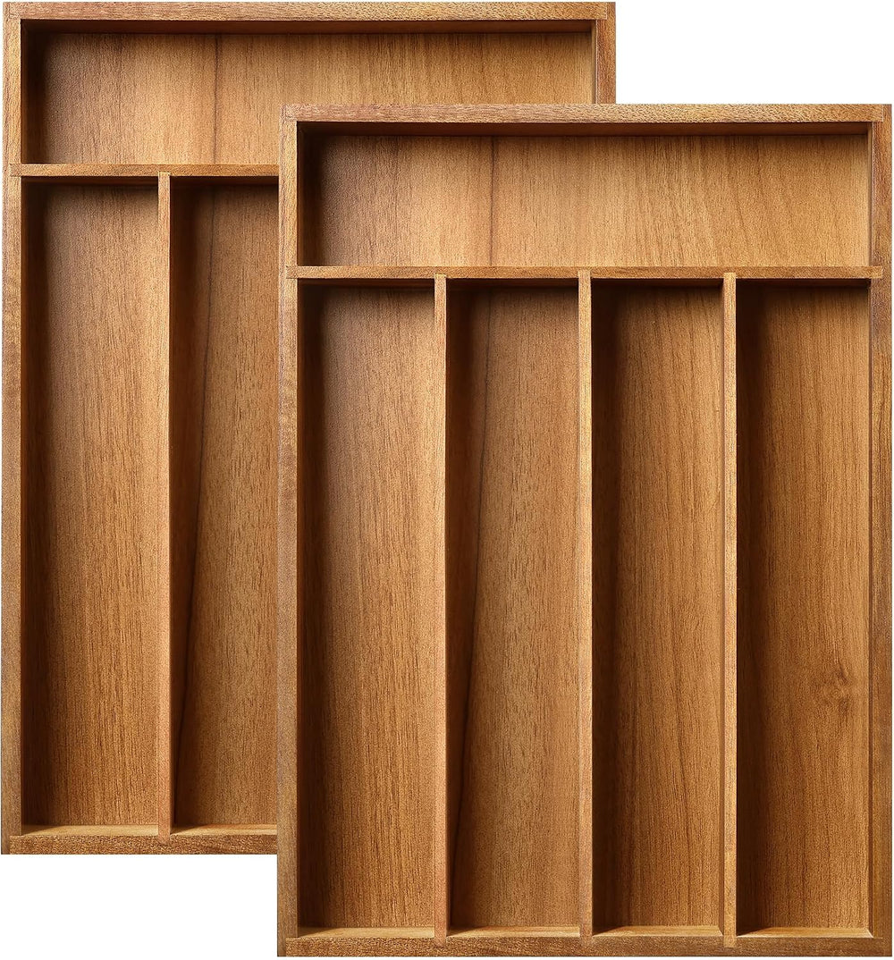 Greenual Acacia Wood Silverware Organizer 10 In Utensil Organizer Silverware ...