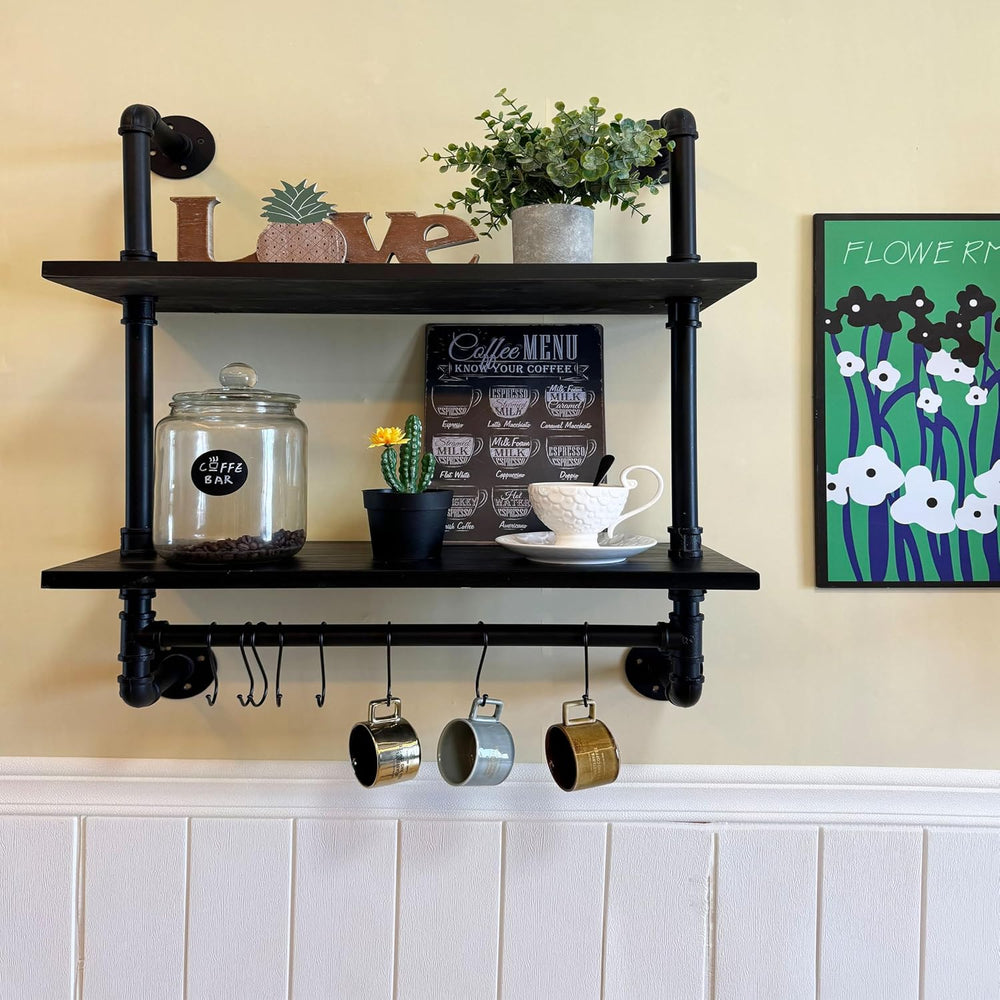 Industrial Pipe Bathroom Shelves Shelving 24" Black Floating Shelves