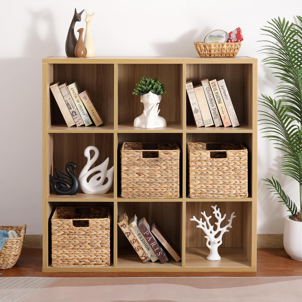 12x12x10 Water Hyacinth Storage Basket Large, Folding Cube Woven Wicker Stora...