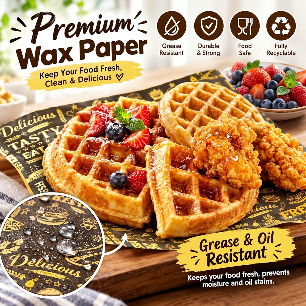 Outus 600 Pcs 12 x 12 Inch Deli Wax Paper Sheets, Black,Yellow