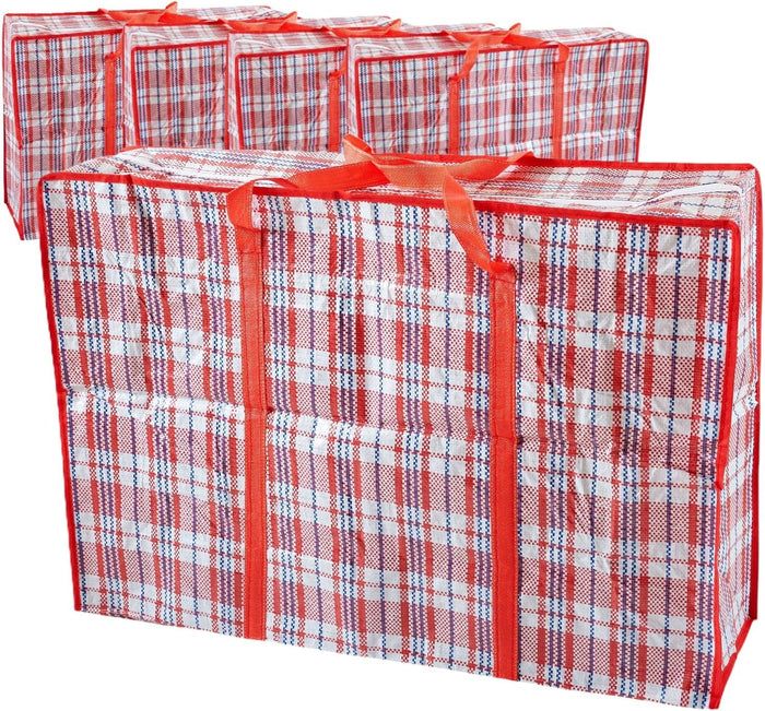 Laundry Bag, Extra Large Laundry Bags Heavy Duty Storage Bags Reusable Strong Zip Nylon Large Boxes for Moving House Clothing & Wardrobe Storage (4 Bags Red Colour)