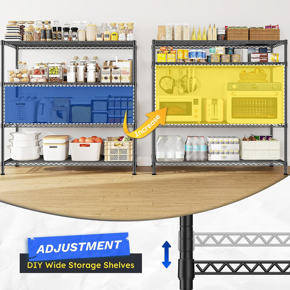 2 Set of 45 "W Metal Shelving Unit 4 Tier Storage Shelves Adjustable Wir...