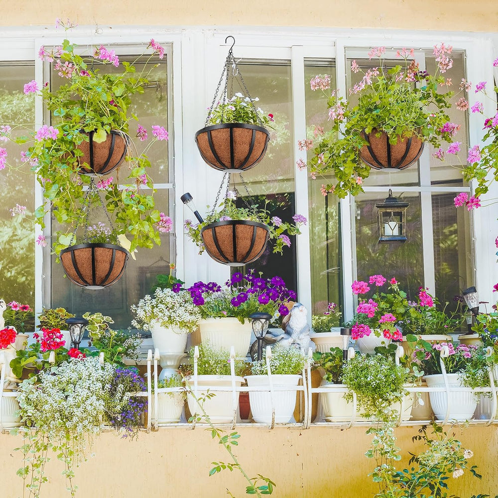 Didaey 8 Pcs Metal Hanging Basket 10'' Coir Liner Hanging Flower Pot