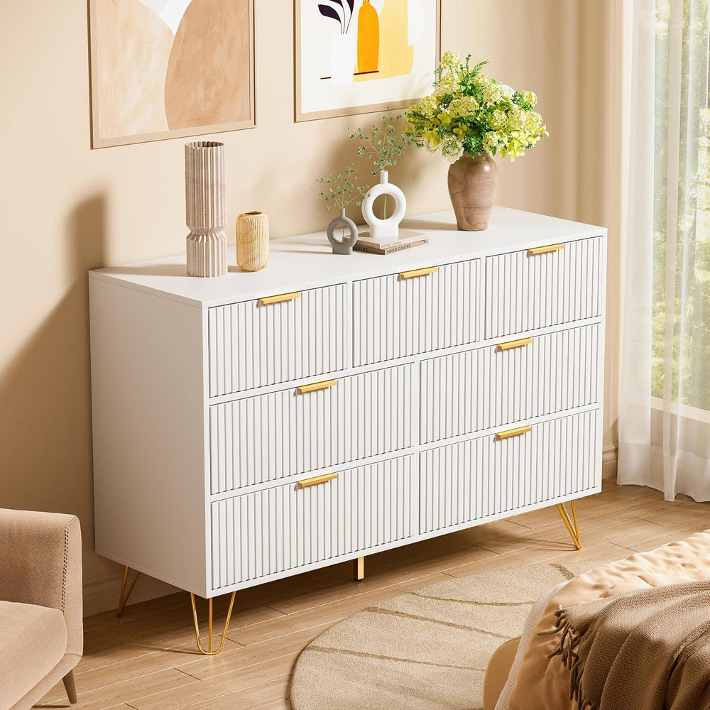 Furniway Dresser for Bedroom, Modern Fluted 47.2" Wide Chest of Drawers ...