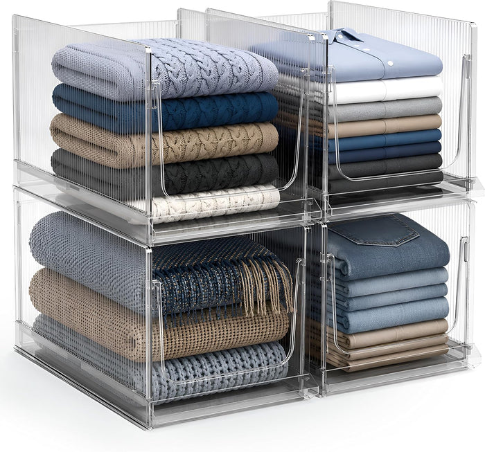 Sorbus Extra Large Stackable Storage Bins, BPA-Free, Foldable (4 Pack)
