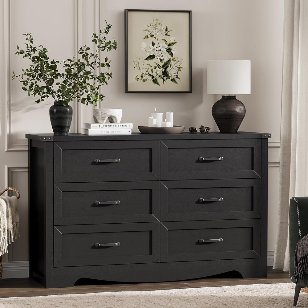 Dresser for Bedroom with 6 Drawers, 48" Wide Wood Chest of Drawers with ...