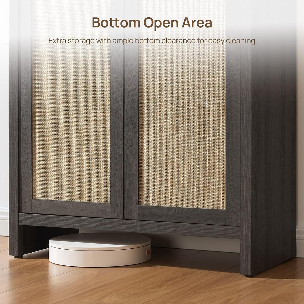 SICOTAS Shoe Storage Cabinet Set of 3, Large Capacity Rattan Shoe Cabinet