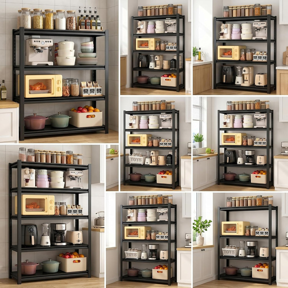 5-Tier Kitchen Storage Shelves, 71.2" H Adjustable Metal Shelving Unit w...