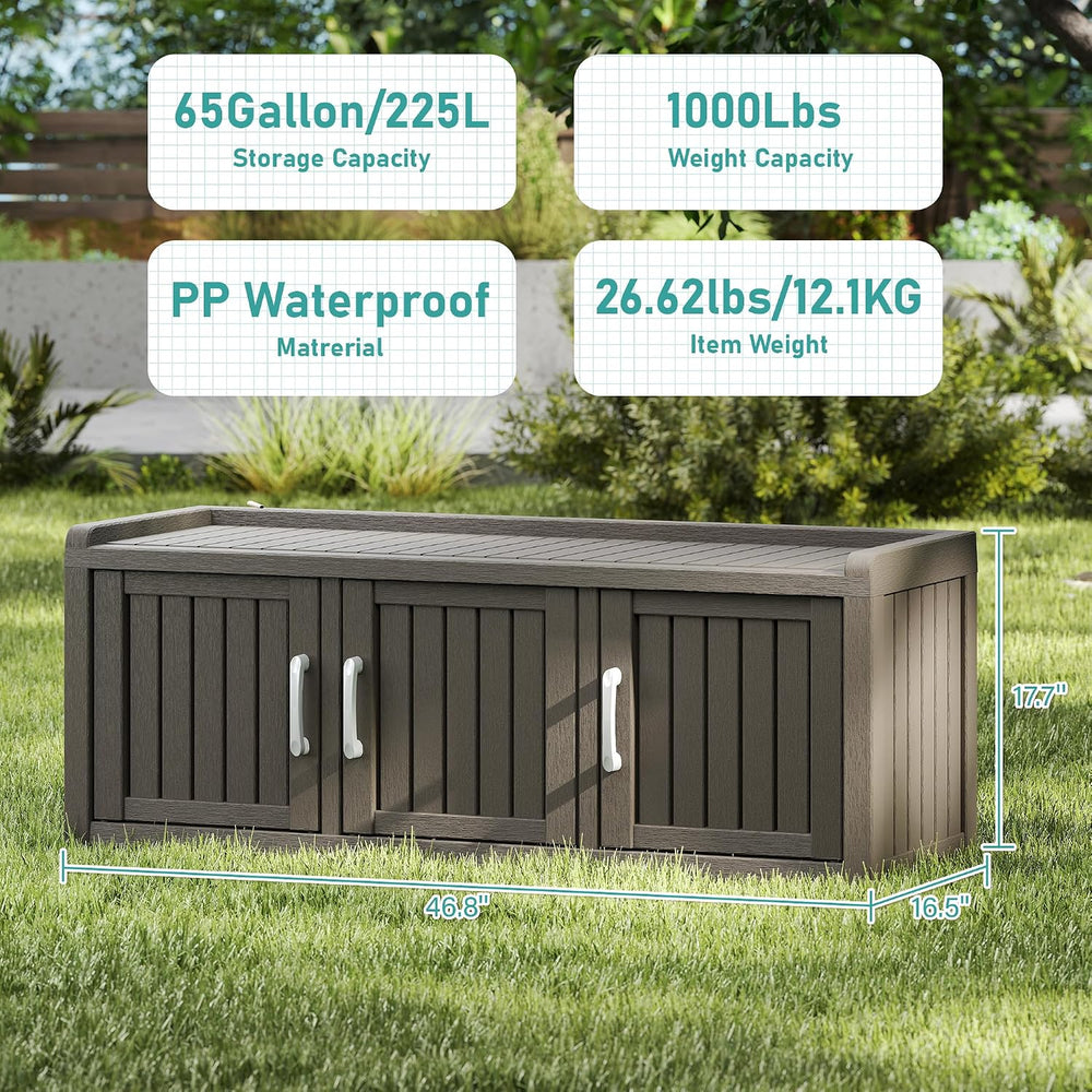 2-Tier Storage Bench, Waterproof UV-Resistant Outdoor Shoe Storage Cabinet wi...