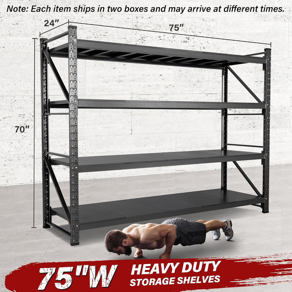 9000LBS Heavy Duty Garage Shelving Units,75" Wide & Deep Storage She...