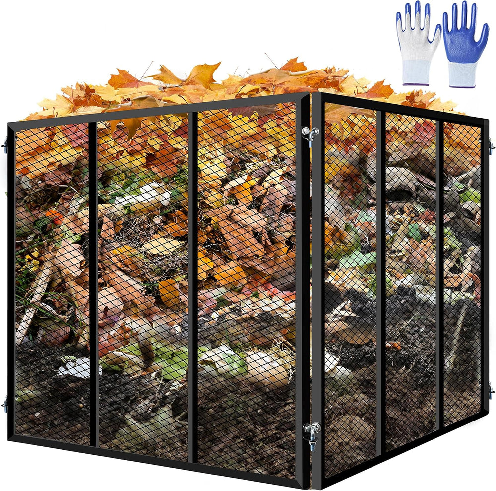 Large Metal Wire Mesh Compost Bin Outdoor, 172 Gallon, Black