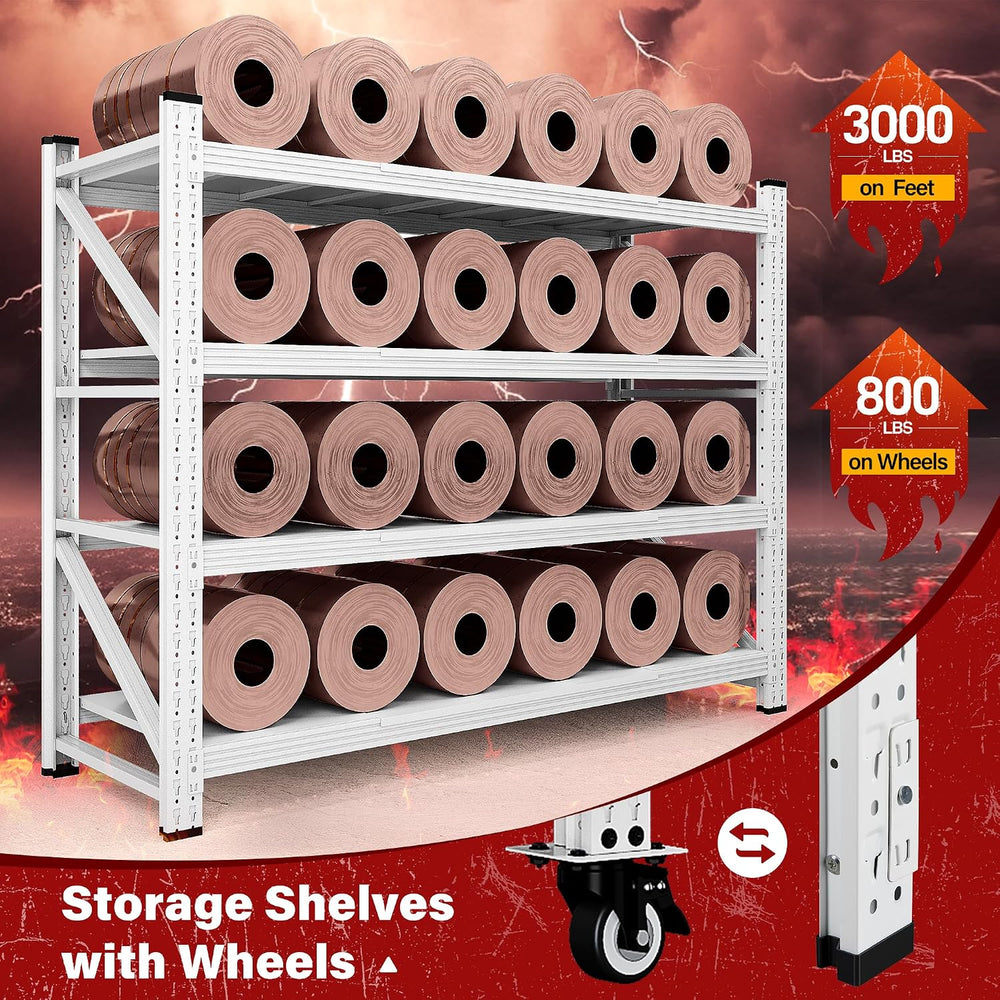 75.6" Tall Storage Shelves with Wheels,Rolling Heavy Duty Garage Shelvin...