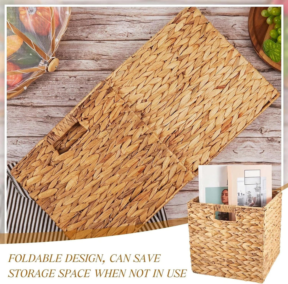 Jinei 12 Pcs Water Hyacinth Storage Baskets 12"x12"x12" Wood C...
