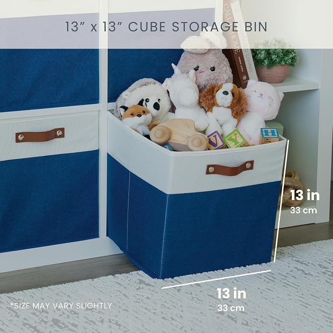 OrganiHaus 13x13 Cube Fabric Storage Bins Set of 4, Fabric Storage Cubes w/