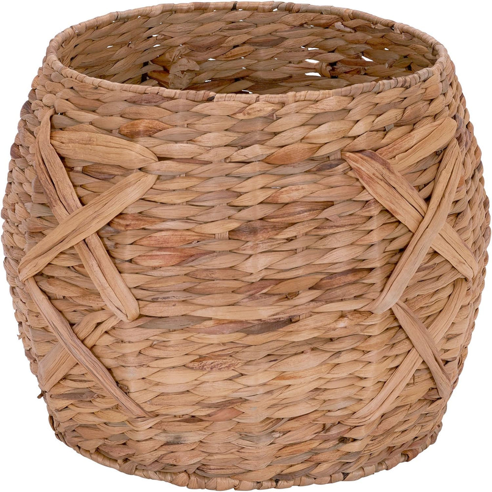 Household Essentials ML-4112 Hyacinth Round Floor Basket, X-Design, Brown