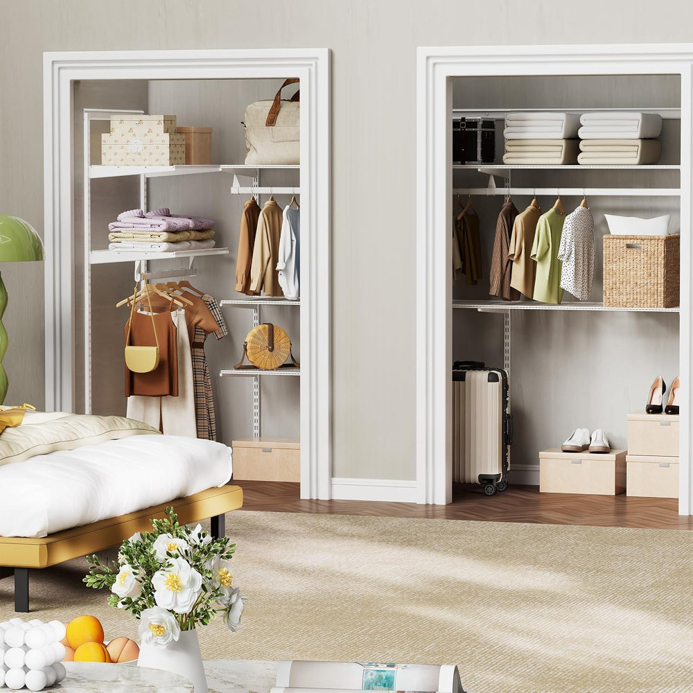 Wall Mounted Wire Closet System, White, 2-4Ft
