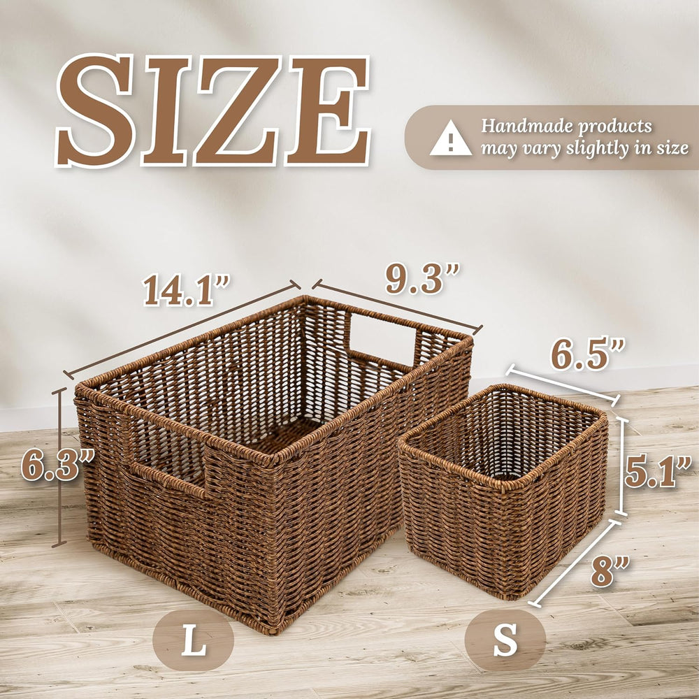 WeeNest Wicker Basket with Handle, Shelf Baskets for Organizing, Woven Organi...
