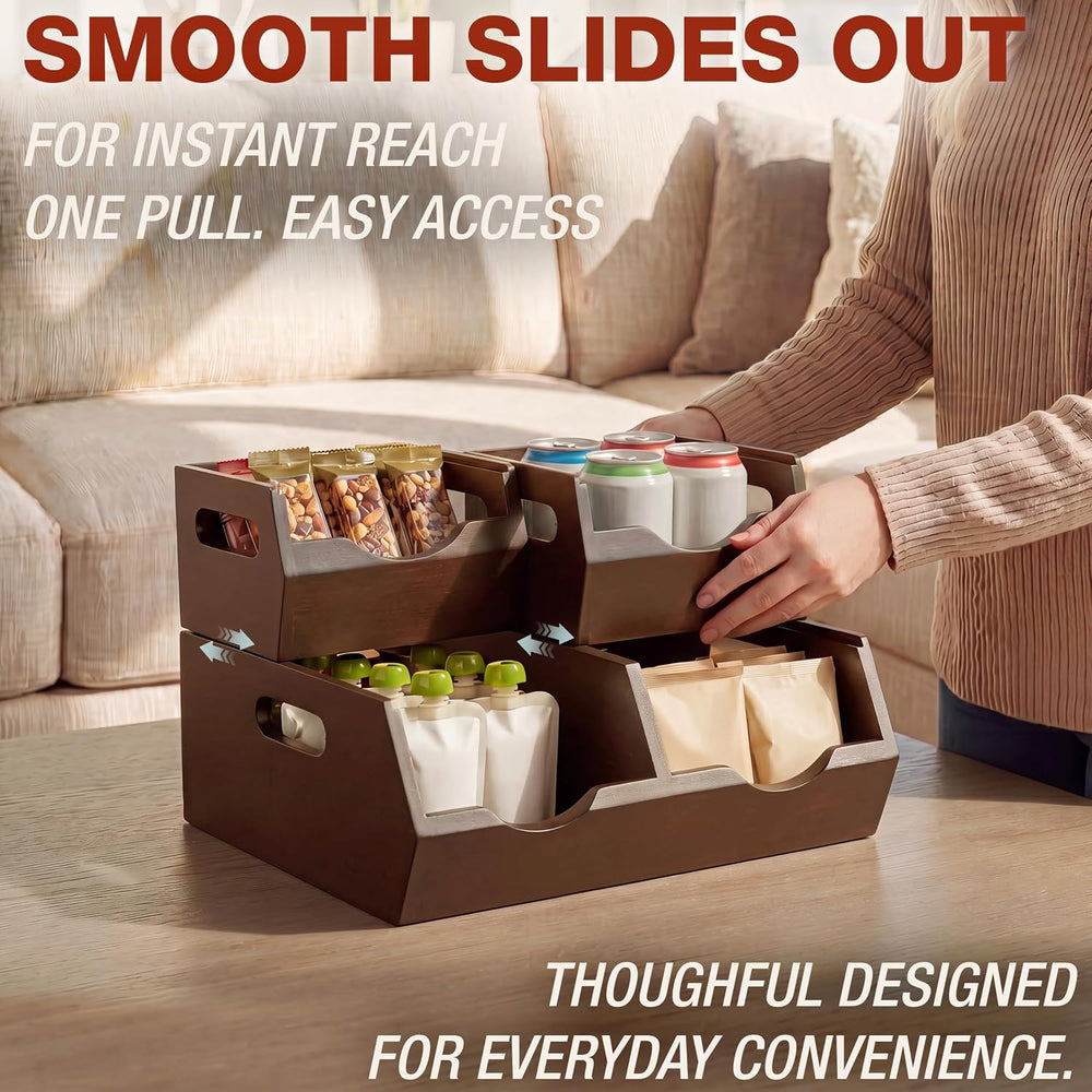 HOMESTEAD Stackable Solid Wood Storage Bins for Kitchen Pantry & Countert...