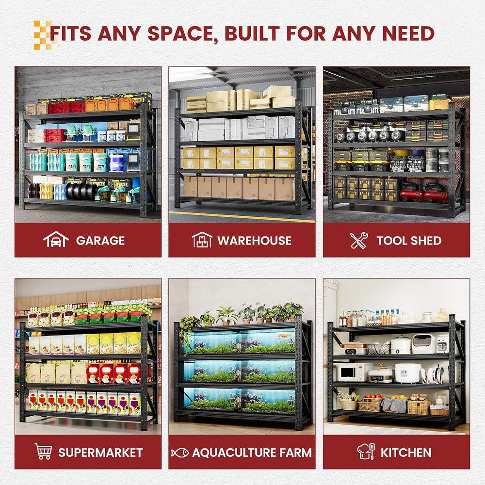 79" Wide Metal Garage Shelves, 7000LBS Storage Shelving Heavy Duty, Stan...