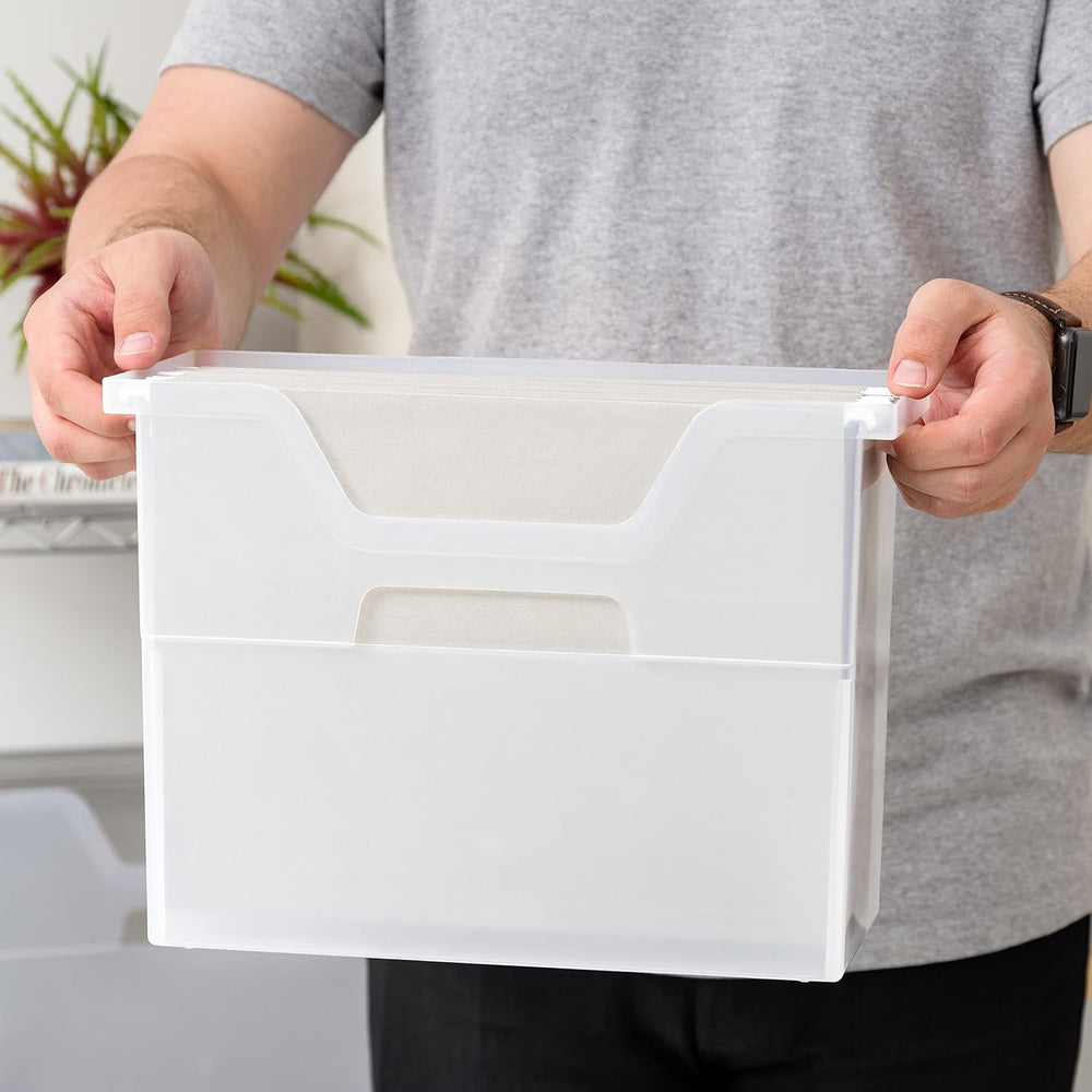 IRIS USA 6-Pack Medium Desktop File Box with Open Lid, Clear