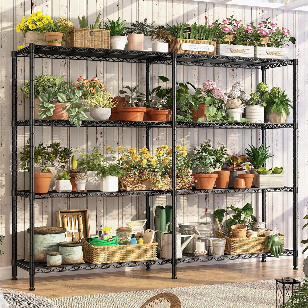 REIBII 61.7''W Storage Shelves Load 1220LBS Wire Shelving Unit 4 Tier...