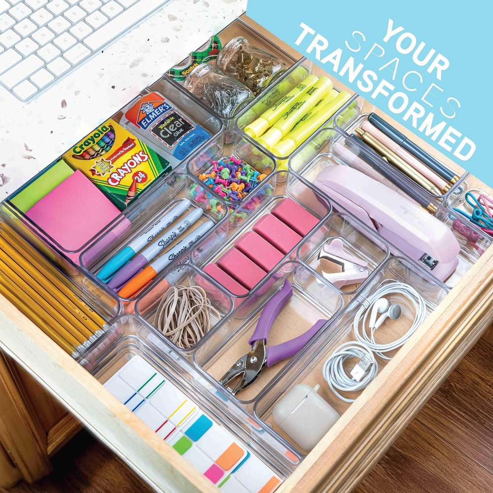 primebox Plastic Clear Acrylic Drawer Organizers. Bathroom, Kitchen, Bedroom,...