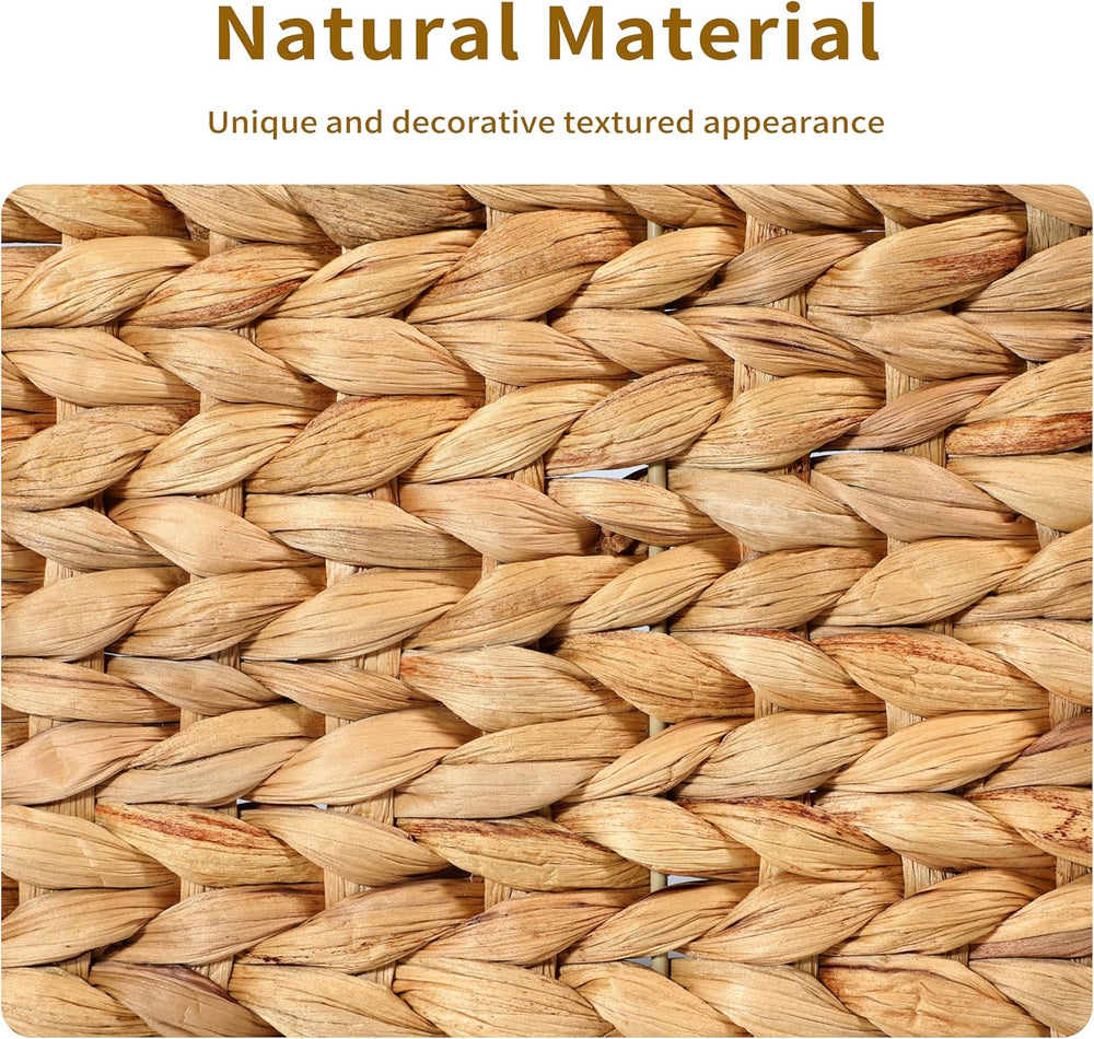 4 Small 3.6 QT Water Hyacinth Wicker Baskets for Shelves, 10" Long Woven...