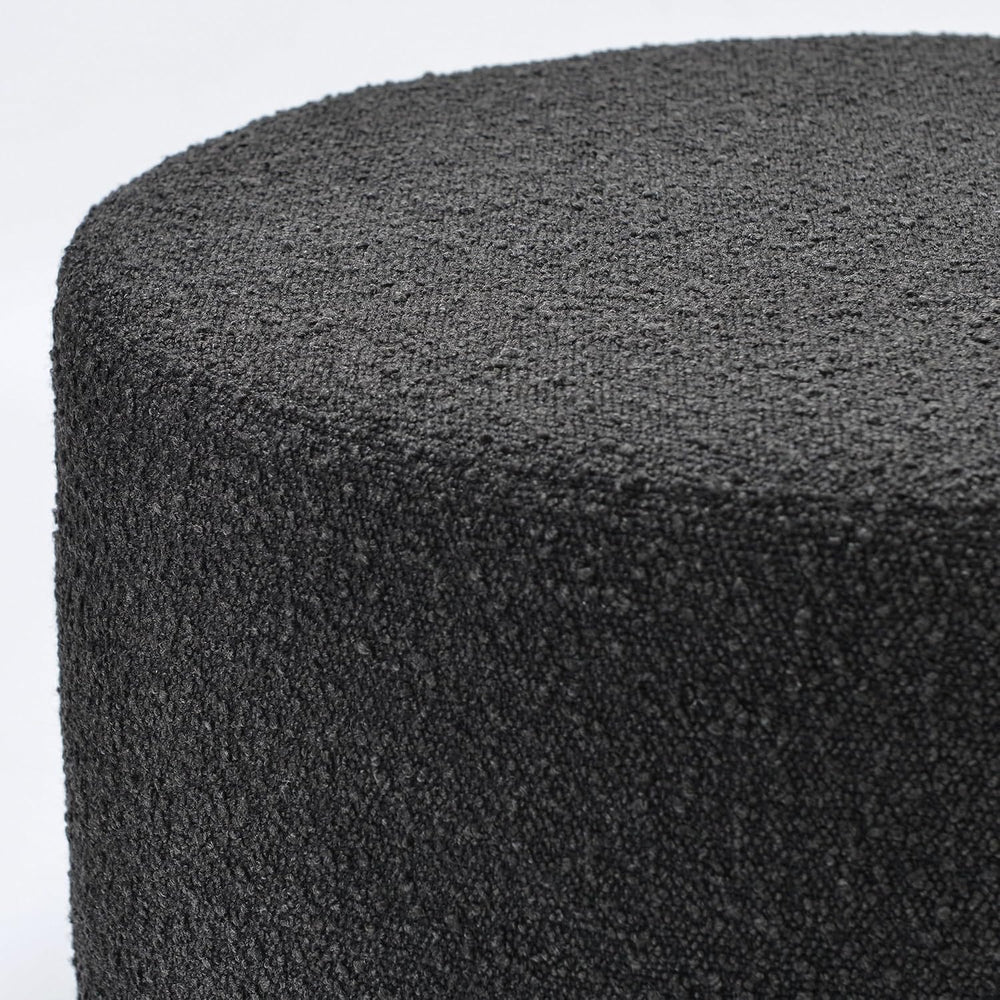KINWELL Modern Round Boucle Ottoman (24" D x 24" W x 13" H)