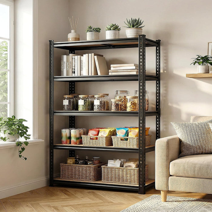 Romorgniz 72.1" H Storage Shelves 2450LBS Garage Shelving, Adjustable Shelving Units and Storage, 5 Tier Metal Shelf for Kitchen Pantry Garage Warehouse Basement, 35.6" W x 72.1" H x 16.2" D