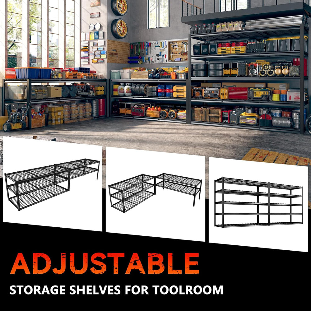 REIBII 60" W Garage Shelving Heavy Duty Metal Shelving 3000LBS Storage S...