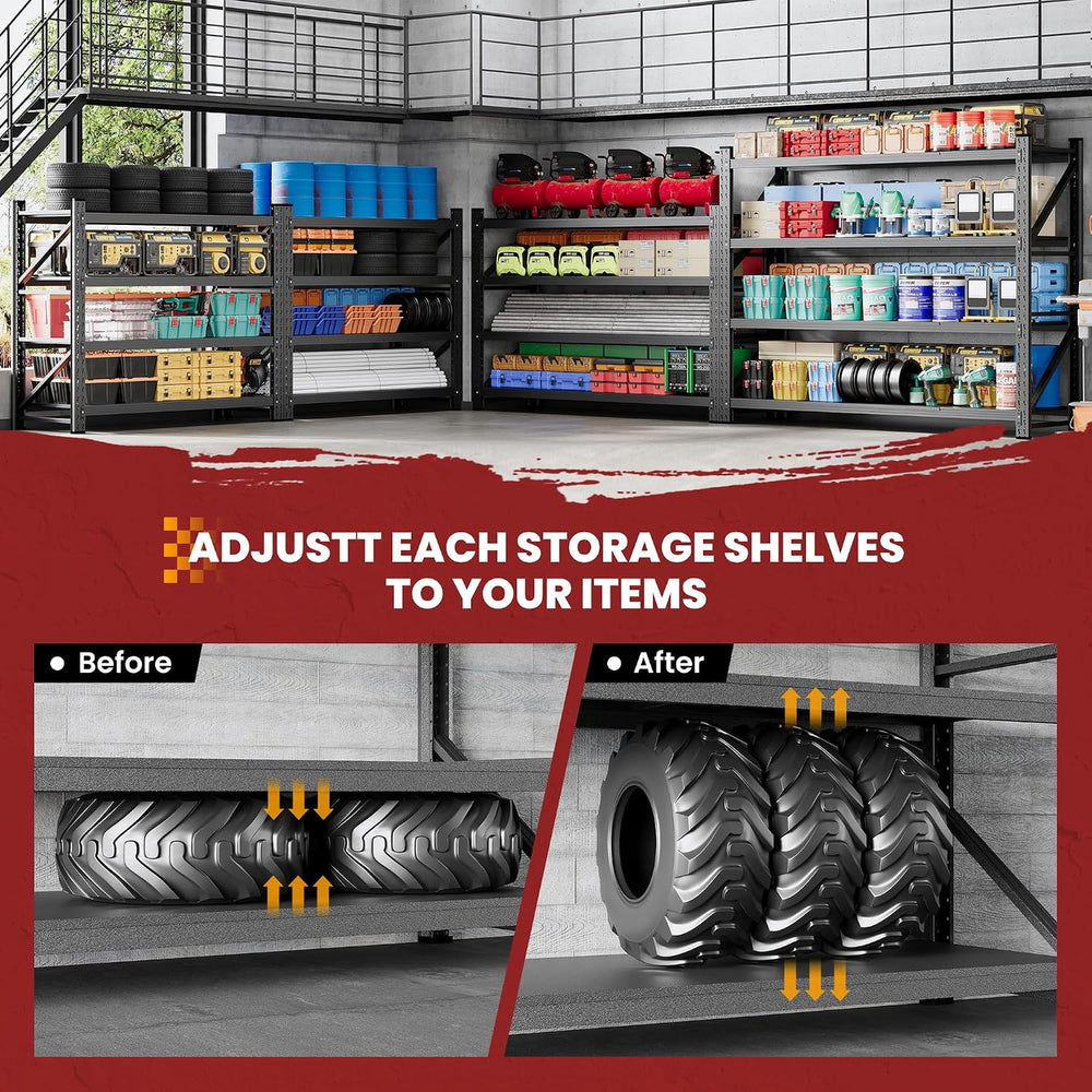 68" Wide Industrial Storage Shelves, 8000LBS Garage Shelving Heavy Duty,...
