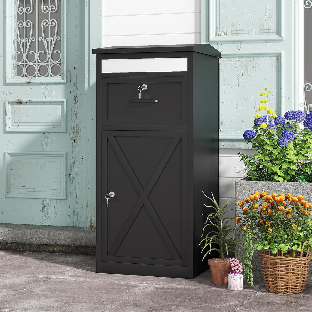 Package Delivery Boxes for Outside with Lock, Black