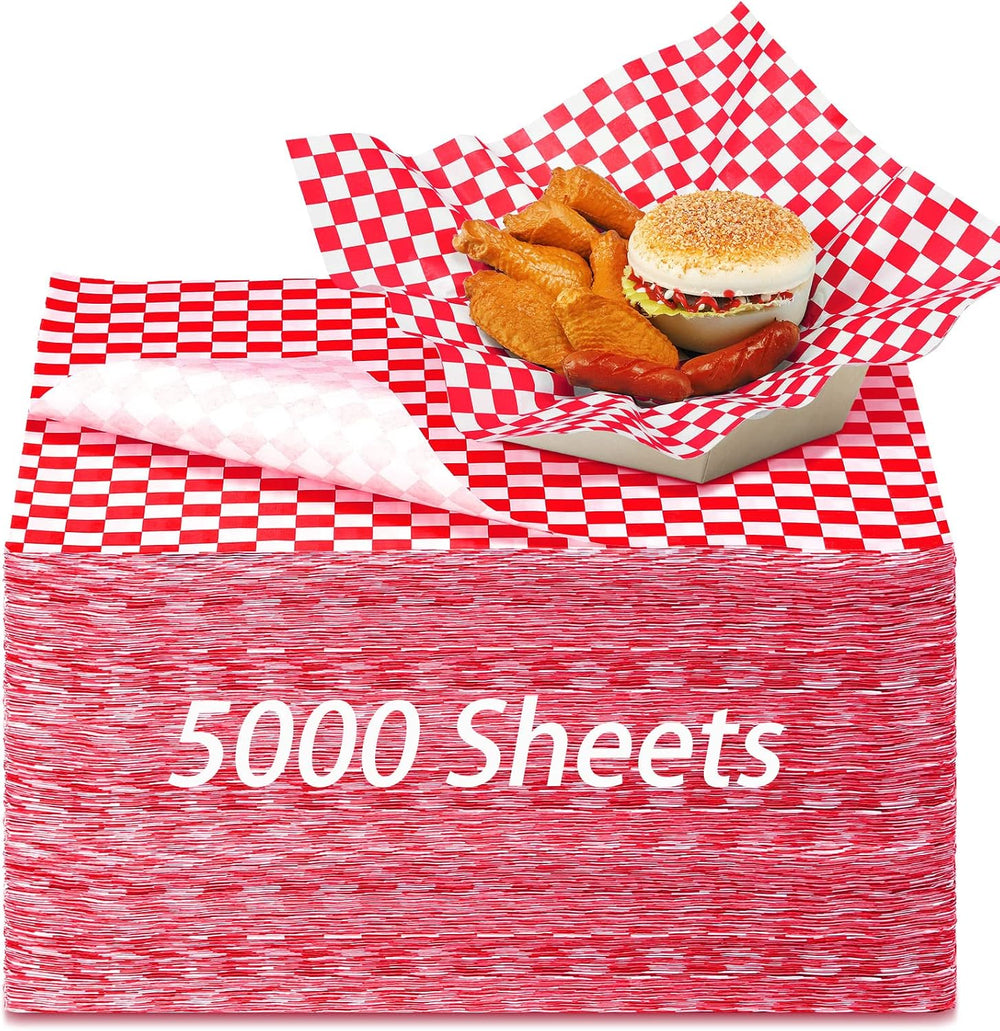 Sieral 5000 Sheets Checkered Deli Paper Sheets 12 x 12 Inch, Food Basket Line...