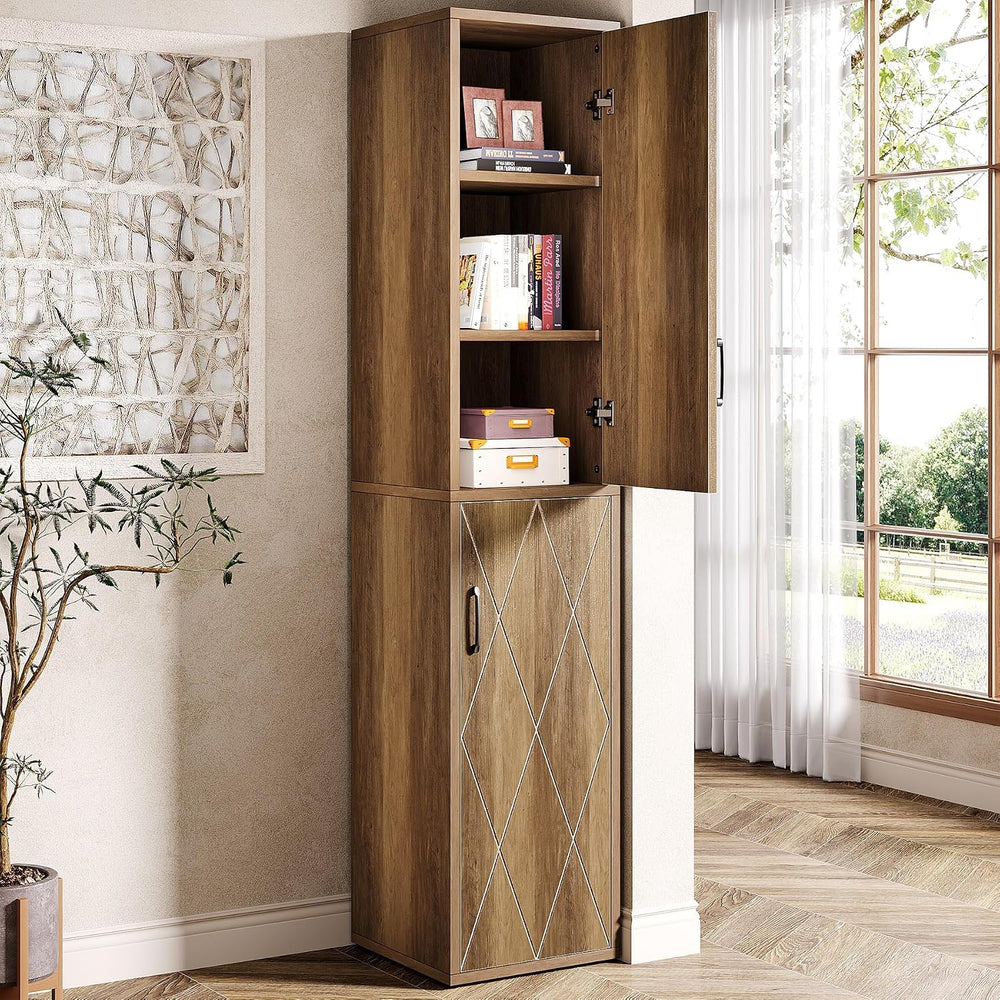 Tribesigns 75" Tall Narrow Storage Cabinet, 15 Inch Wide Wood Kitchen Pa...