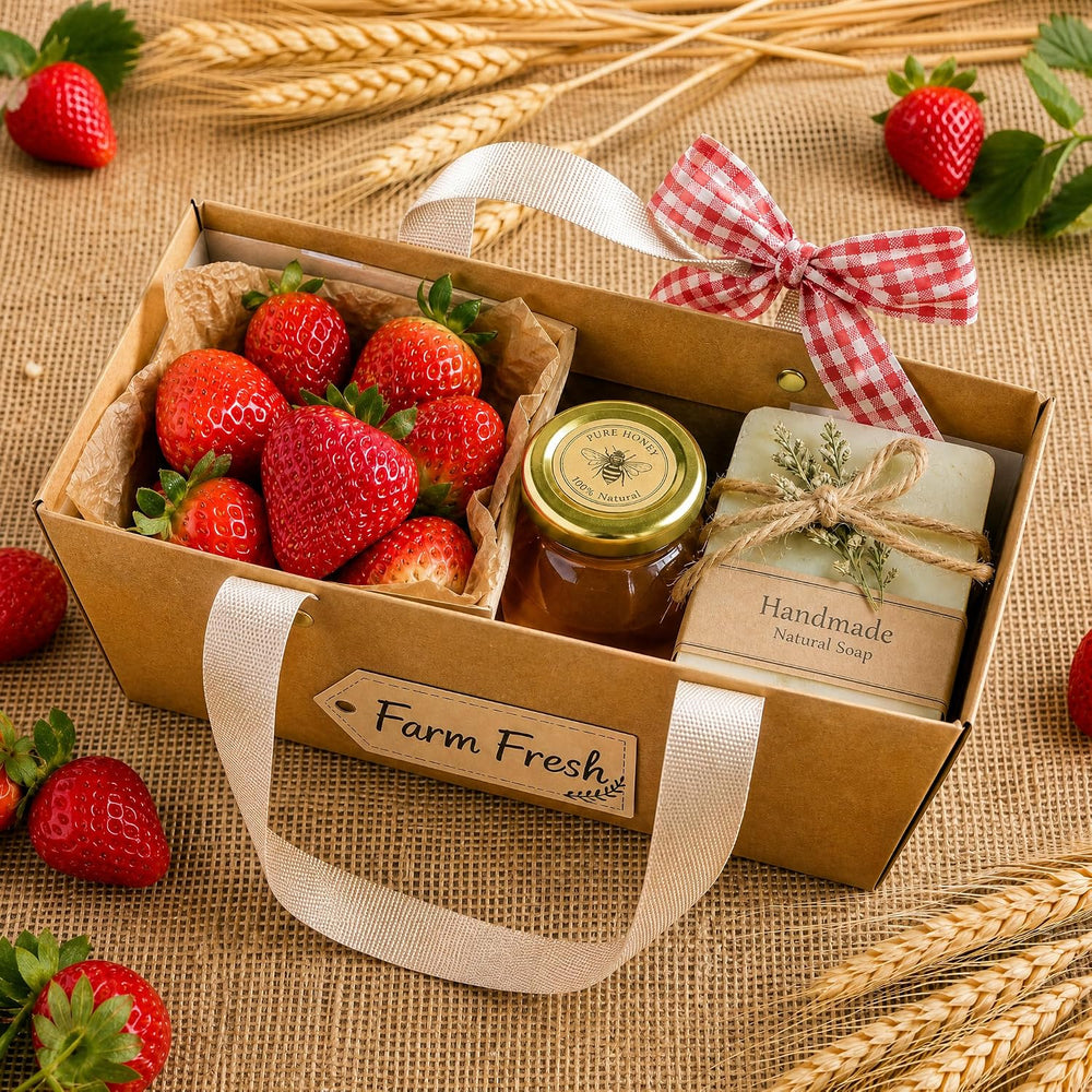Cedilis 50 Pack Kraft Gift Basket with Handles, 9.8'' x 6.5''...