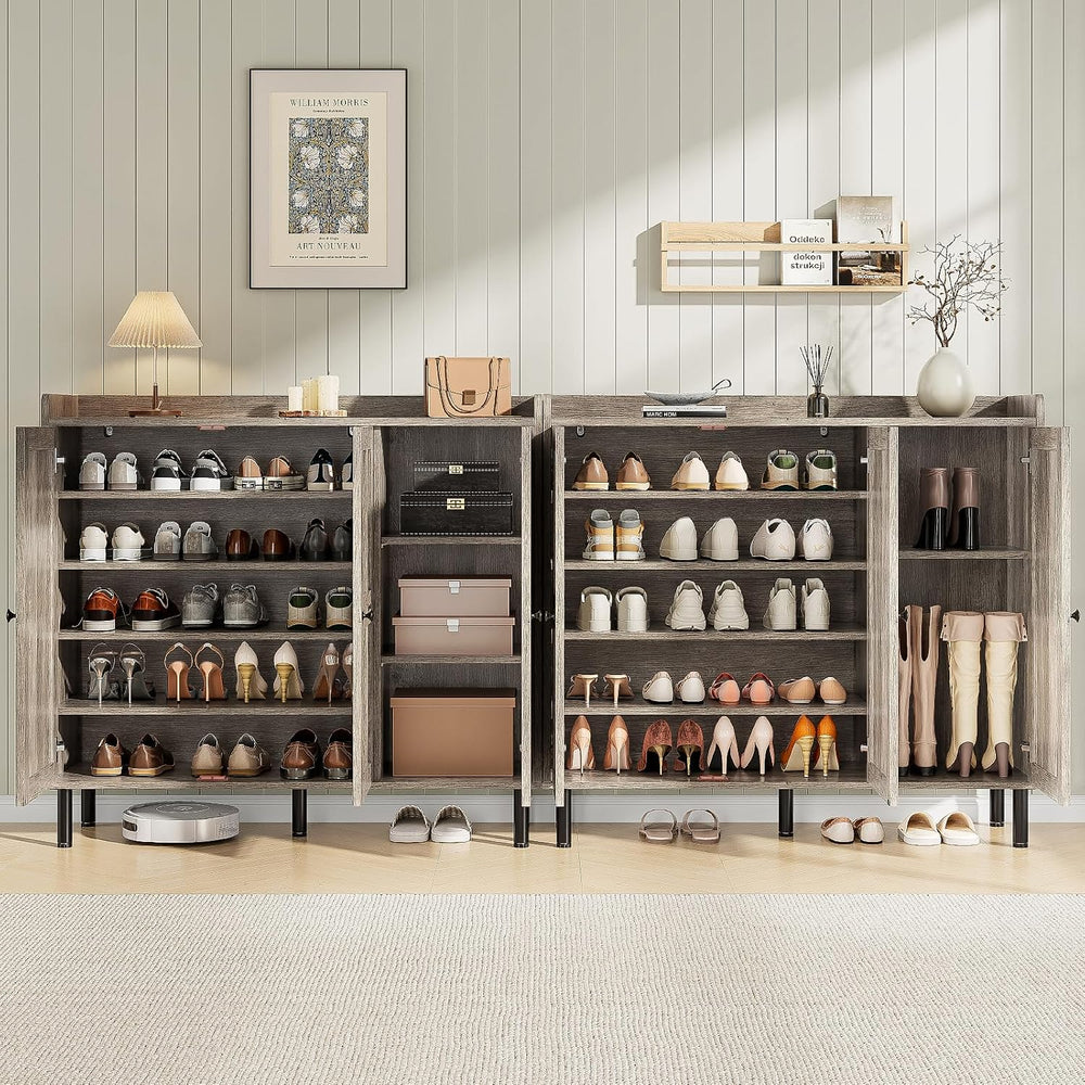 ONBRILL Entryway Shoe Cabinet with 3 Doors & Adjustable Shelves (Gray Wash)