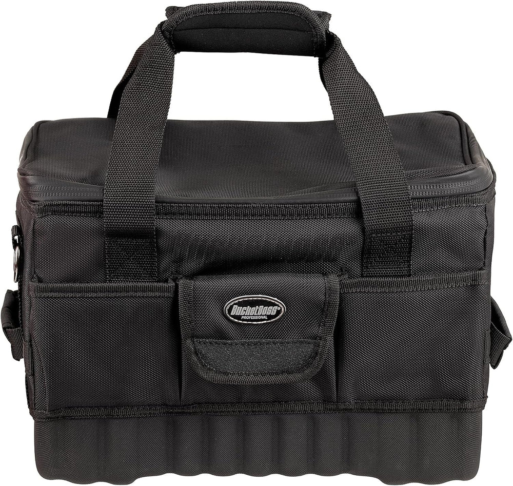 Bucket Boss Pro Racer 14 in. Tool Bag with Heavy-Duty Waterproof Racetrack Zi...