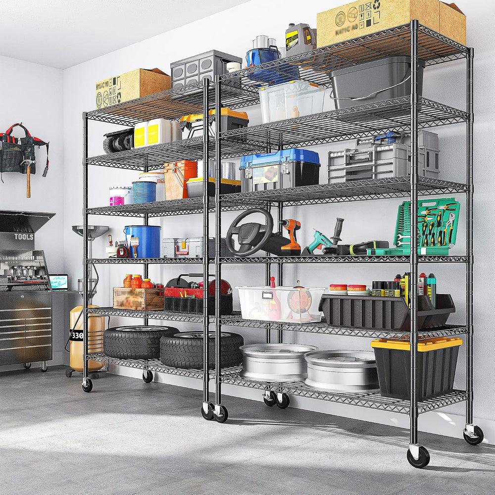Romorgniz Heavy Duty 6-Tier Rolling Storage Shelves with Wheels for Garage
