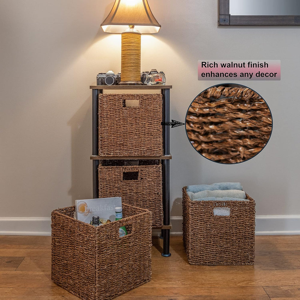 Foldable Storage Basket with Iron Wire Frame By Trademark Innovations (Set of 4)
