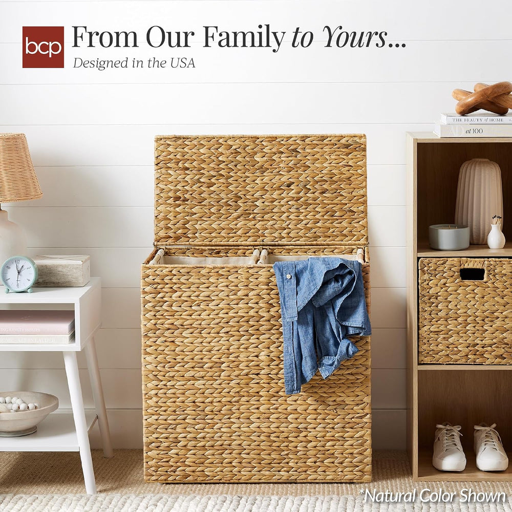 Best Choice Products Large Laundry Hamper with Lid, Natural Handwoven Hyacint...