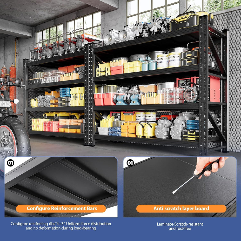 6000LBS Storage Shelves, 79" W Heavy Duty Garage Shelving Unit, Adjustab...
