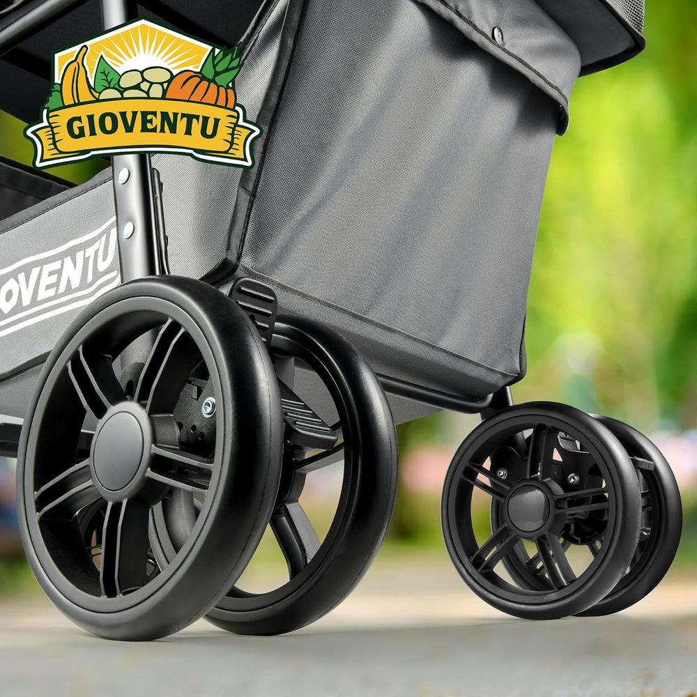 Folding Stroller Shopping Cart, 80lbs Collapsible W/ 360° Wheels, 2-Tier