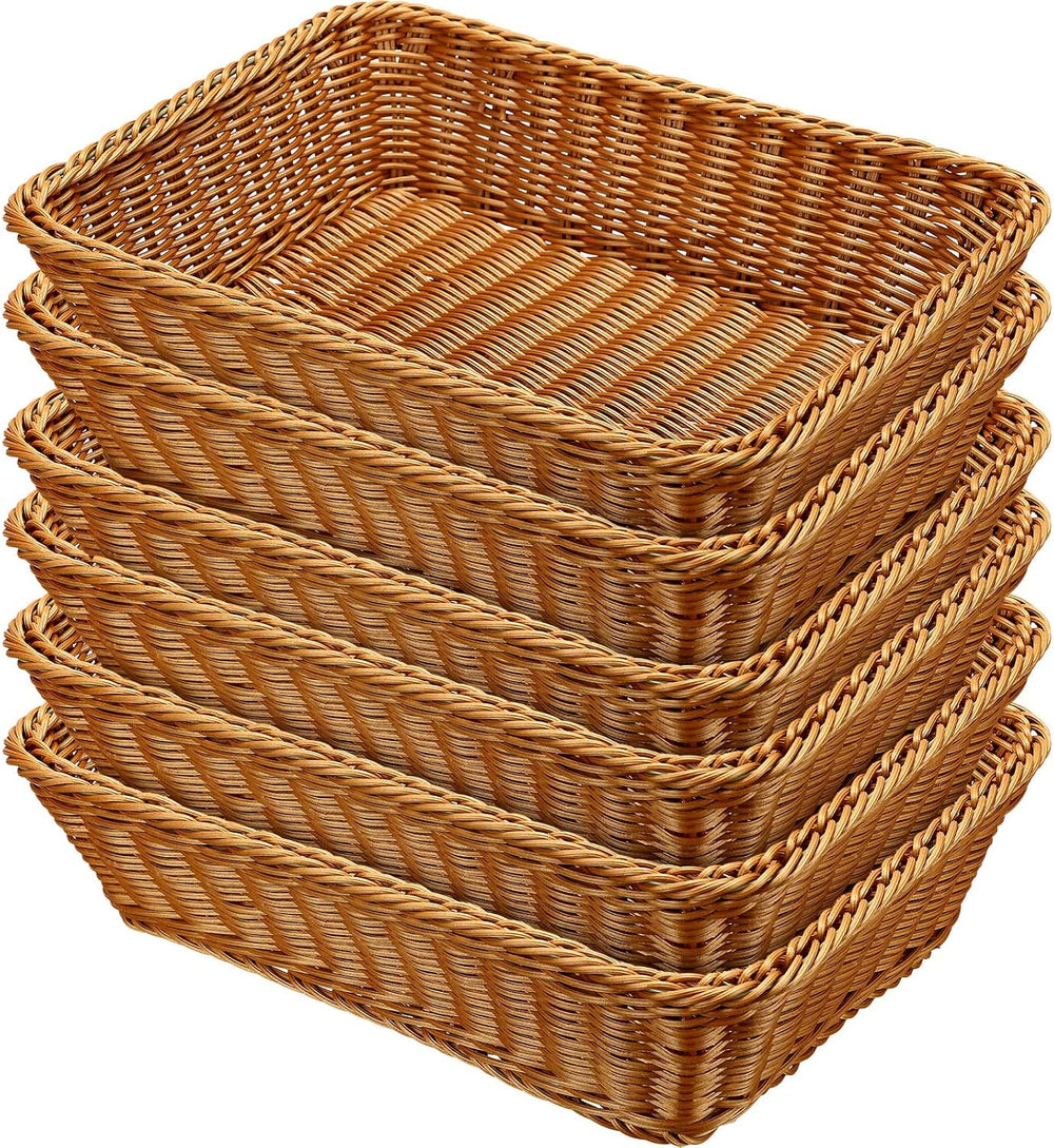 Eccliy 6 Pack Wicker Bread Baskets Woven Serving Basket, 15.8 Inch